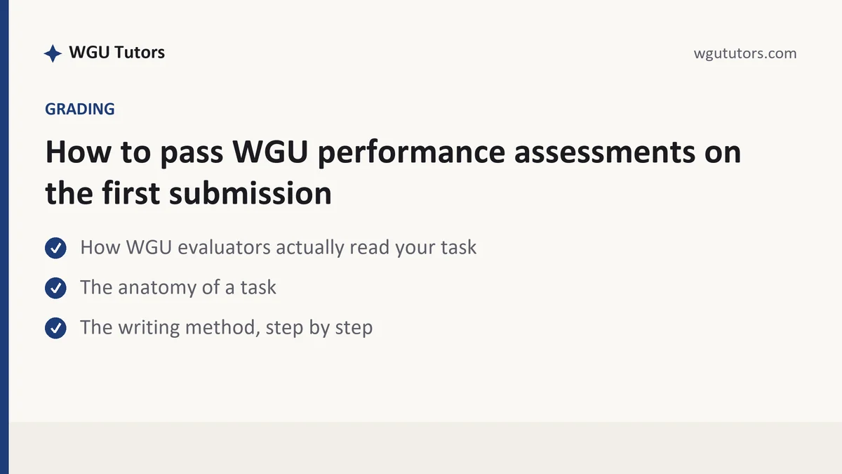How to pass WGU performance assessments on the first submission, a WGU student guide, from WGU Tutors