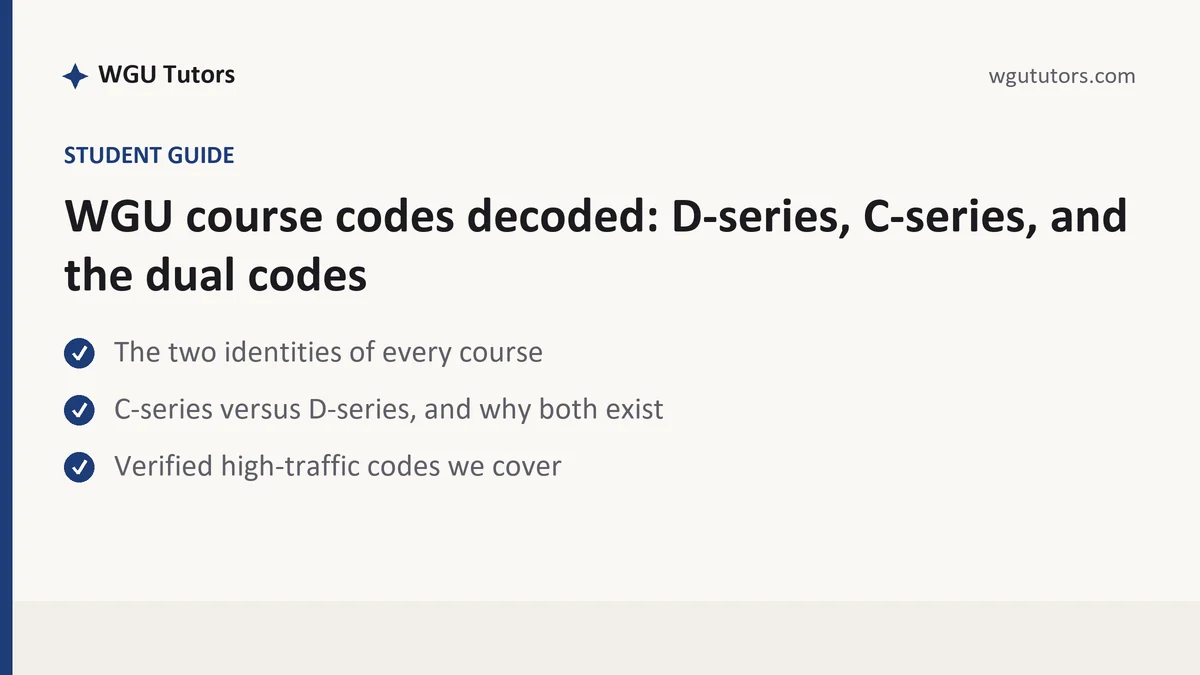 WGU course codes decoded: D-series, C-series, and the dual codes, a WGU student guide, from WGU Tutors
