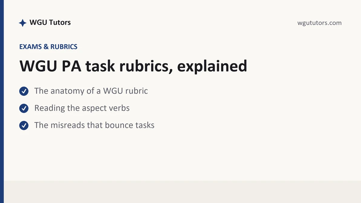 WGU PA task rubrics, explained, a WGU student guide, from WGU Tutors